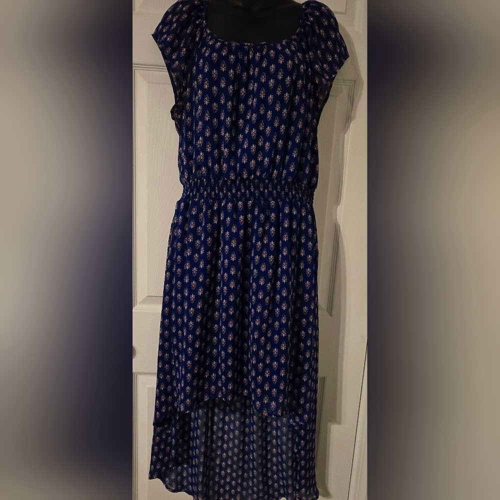 Olsenboye Back Cut Out Hi Low Lined Dress With Drape Cardigan L
